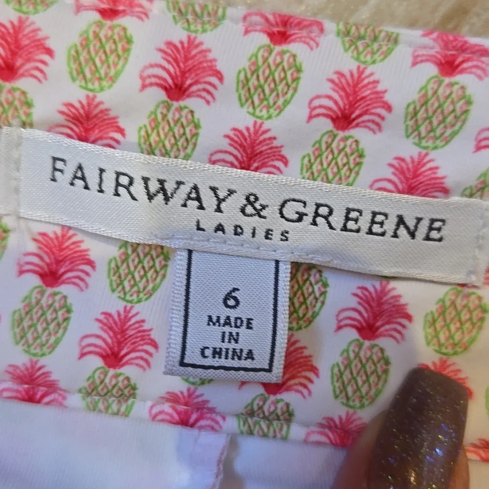 Fairway & Greene Pink/Green Pineapple Leisure/Active/Golf Skort - Picture 7 of 10